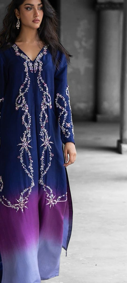 “Luxury Sheesha Silk 3-Piece Suit – Handmade Work”