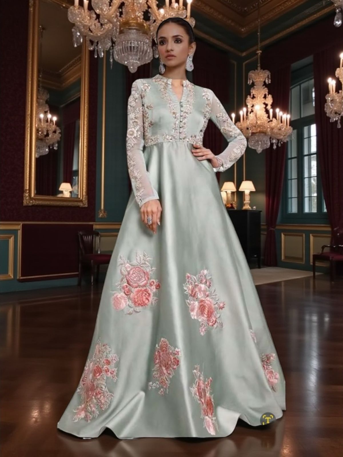 “Luxury Pure Silk Maxi (2-Piece) – Handmade Work”