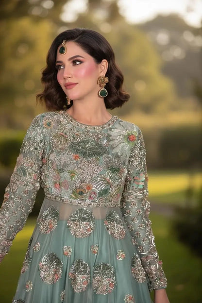 Luxury Bridal 3-Piece Frock Suit – Raw Silk with Heavy Hand Embellishment