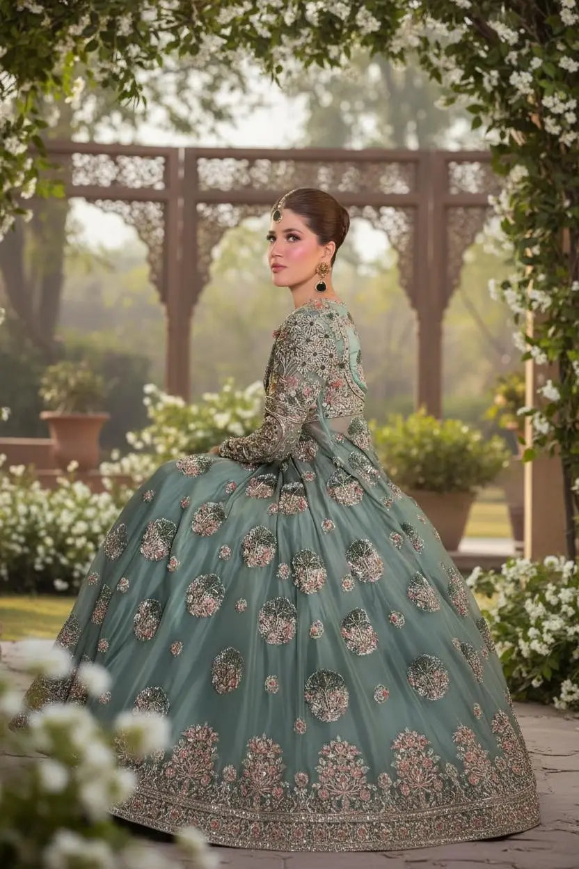 Luxury Bridal 3-Piece Frock Suit – Raw Silk with Heavy Hand Embellishment