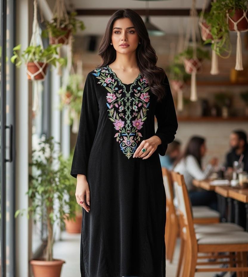 Korean Raw Silk Handmade Aari Work Shirt | Luxury Party Wear | SJ-083