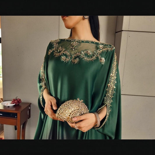 Double Shade Kaftan | Pearl, Sequin & Stone Work Party Wear