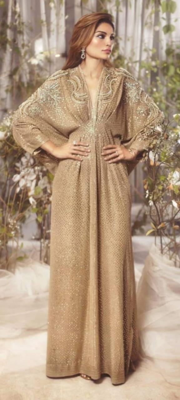 moonlight fabric kaftan with pearl cutdana stone and sequins work for women