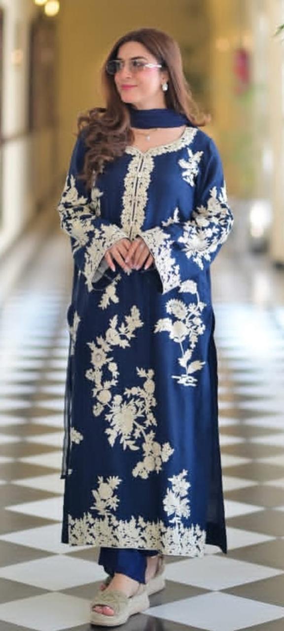shisha silk suit with chiffon dupatta and reta work elegant party wear for women
