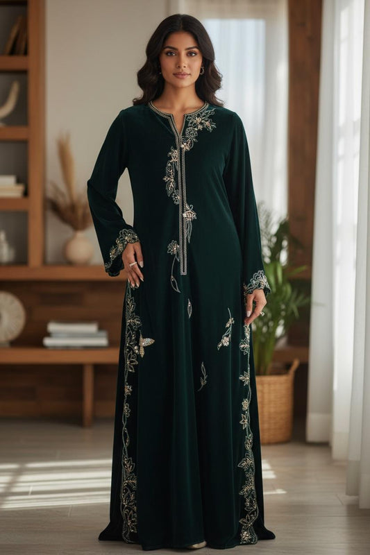 green velvet party wear shirt with organza dupatta dabka cutdana sequins stone work